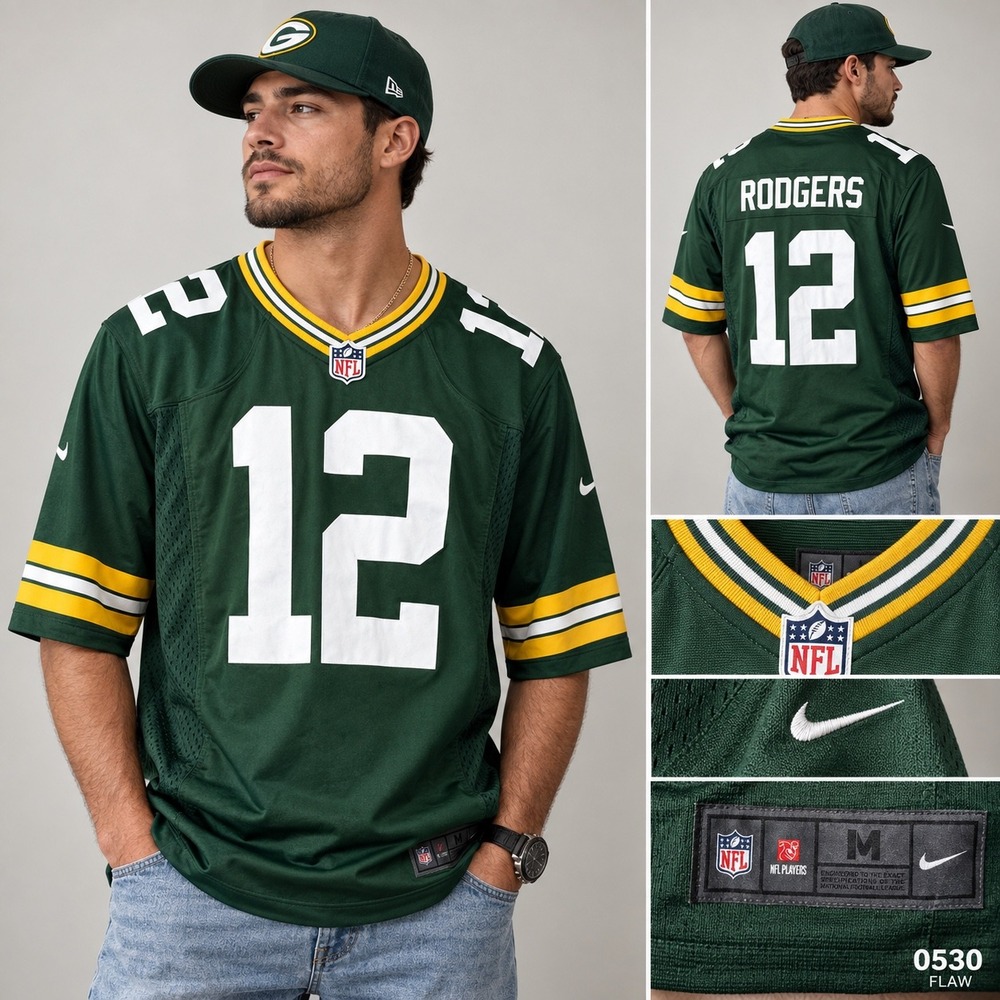 Nike Green Bay Packers Aaron Rodgers 12 On Field Jersey Green Mens Medium 0530
